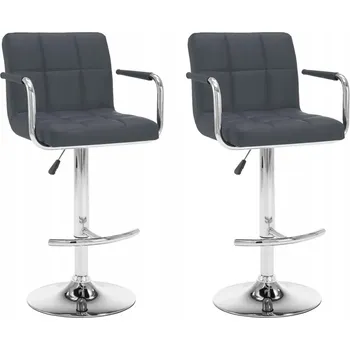 Barová židle Sada 2 Barových Židlí, Nastavitelná Výška, Umělá Kůže, Šedá, 46x4