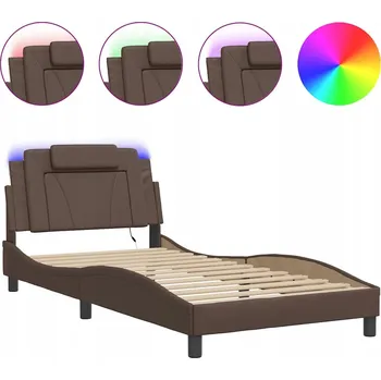 Postel Rám postele s LED podsvícením čela, hnědý, 218 x 105 x 74,5 cm