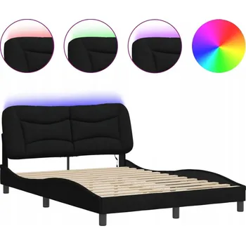 Postel Rám postele s LED podsvícením, černý, 208 x 145 x 74,5 cm