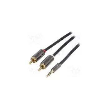 Audio kabel Adaptér Aux RCA zlacený černá stereo 1m Vlastnosti tienený