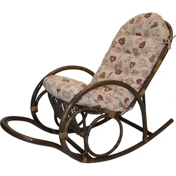 Nábytek Ratanové houpací křeslo Jenaira hnědé polstr motiv černená srdce