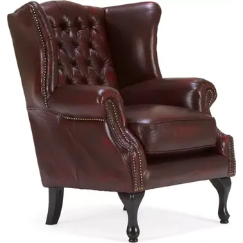 Křeslo Křeslo ušák Chesterfield Pittsfield z pravé kůže, červené