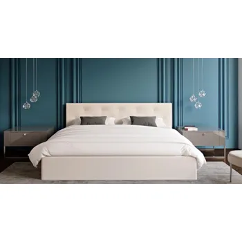 Postel Čalouněná postel CRYSTAL bílá 160x200 s dřevěným roštem