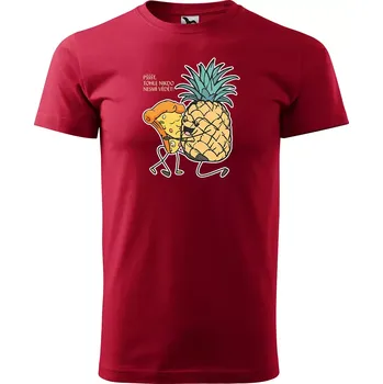Sablio Tričko s potiskem Ananas s pizzou - červené 5XL
