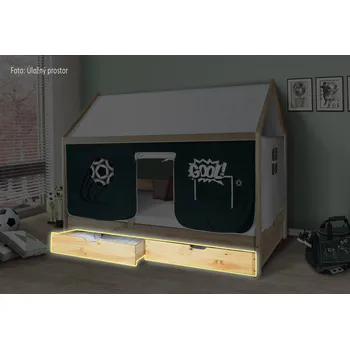 Dětská postel Šuplíky pod postel KIDS a BARČA z masivu borovice - přírodní - 2 ks