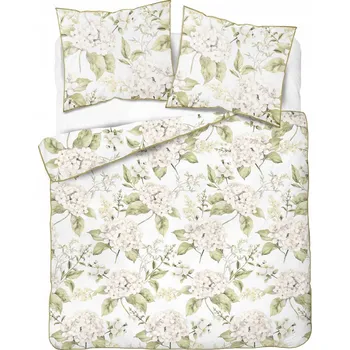 Povlečení Elegantní povlečení z perkálu s lemem 220x200 PERKÁL světlé s květinami 5589B