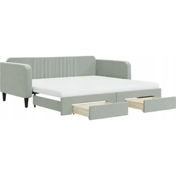 Pohovka Rozkládací pohovka se zásuvkami, světle šedá, 223 x 110 x 75 cm