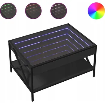 Konferenční stolek LED konferenční stolek Infinity, dřevěný materiál, černý, 70x50x38 cm
