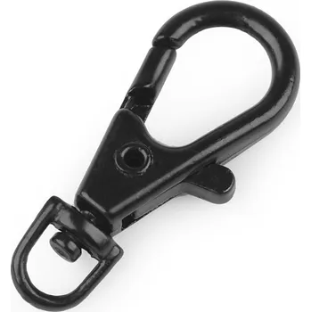 Kovová karabinka otočná, průvlek 4 mm, střední, 7 černý lak
