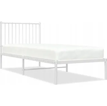 Postel Bílý ocelový rám postele 207 x 84,5 x 90,5 cm s úložným prostorem