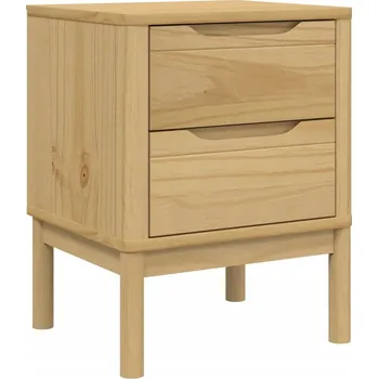 Noční stolek Noční stolek FLORO z masivního borovicového dřeva, 2 zásuvky, voskový hnědý, 45x