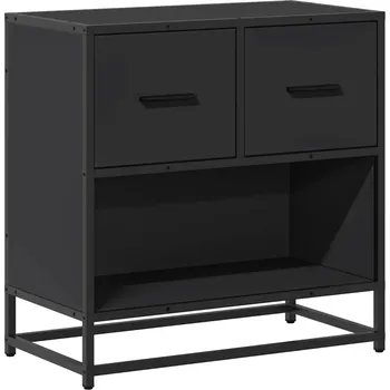 Noční stolek Černý noční stolek 60 x 31 x 60 cm, 2 zásuvky, materiál na bázi dřeva a