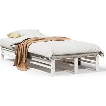 Postel Bílý dřevěný rám postele z masivního borovicového dřeva 190x75x25,5 cm