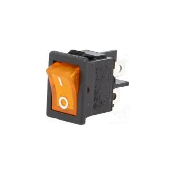 vypínač ROCKER DPST pol 2 OFF-ON 6A/250VAC oranžová doutnavka 250V