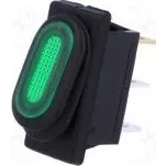 ROCKER SPST pol 2 OFF-ON 10A/250VAC zelená IP65 doutnavka