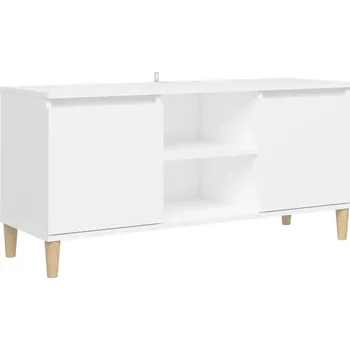 Televizní stolek TV stolek Skandinávský bílý 103,5x35x50 cm, Eukalyptové dřevo