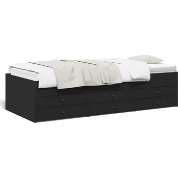 Pohovka Černá pohovka s funkcí spaní a 6 zásuvkami, 203 x 101,5 x 45,5 cm