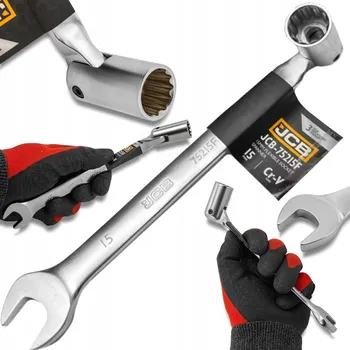 Klíč KLÍČ PLOCHÝ S OČKEM A KLOUBEM 15MM JCB