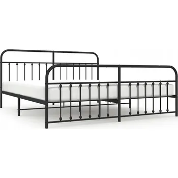 Postel Černý kovový rám postele 207 x 198 x 100 cm s úložným prostorem