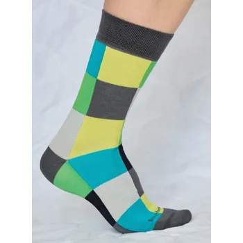 Pánské ponožky BX-CUBE barevné bambusové ponožky BAMBOX 43-46 tm. šedá / zelená