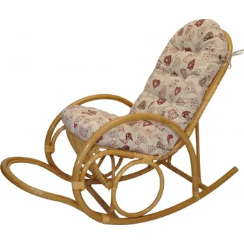 Nábytek Ratanové houpací křeslo Jenaira medové polstr motiv červená srdce