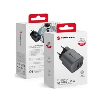 Síťová nabíječka na telefon Forcell F-Energy GaN USB‑C + USB‑A QC 4.0 PD 3 A 33 W VT-31 šedá - Forcell + zdarma možnost vyzkoušet a vrátit zboží do 30 dní