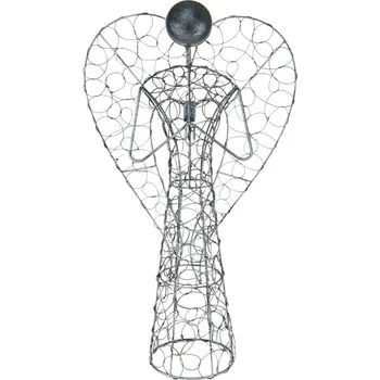 Kovový anděl se sepnutýma rukama z drátů 51 cm (Kovová socha anděla)