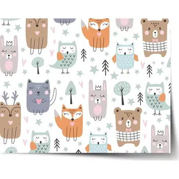 Plakát Sablio Plakát Animovaná lesní zvířátka - 60x40 cm