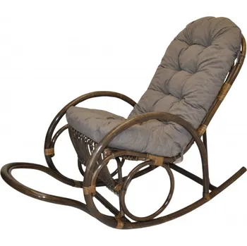 Nábytek Axin Trading s.r.o. Ratanové houpací křeslo Jenaira hnědé polstr šedý melír