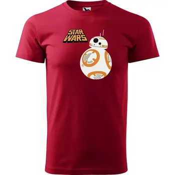 Pánské tričko Sablio Tričko s potiskem Star Wars BB-8 s textem - červené 4XL