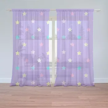 Záclona Sablio Záclony Hvězdy na fialové: 2ks 150x250cm