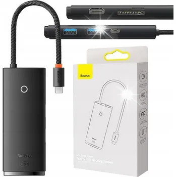 USB hub BASEUS LEHKÝ PŘENOSNÝ HUB ADAPTÉR 6v1 HDMI 4K 2x USB-A 3.0 USB-C SD/TF