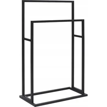 Věšák Volně stojící železný věšák na ručníky, černý, 48x24x78,5 cm