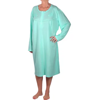 Dámské spodní prádlo Velká teplá froté noční košile Vlastina 4XL zelená