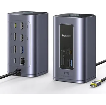 USB hub BASEUS SPACEMATE 11v1 USB C HUB pro 3 Monitory 4K, 100W PD, Ethernet, Audio