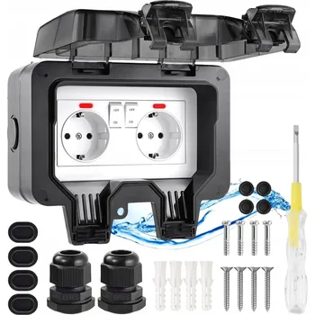 Elektrická zásuvka VENKOVNÍ ZÁSUVKA IP66 ELEKTRICKÁ ZAHRADNÍ VODOTĚSNÁ HERMETICKÁ