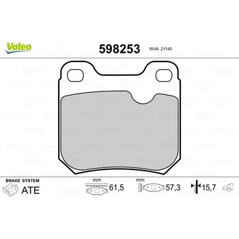 Brzdová destička Sada brzdových destiček, kotoučová brzda VALEO 598253