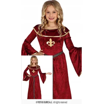 Karnevalový kostým KOSTÝM MALÁ DÁMA STŘEDOVĚKÁ BORDOVÁ STŘEDOVĚK PŘEVLEK 128