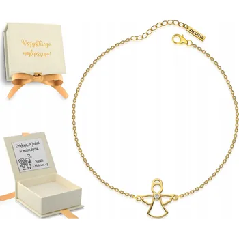 Náramek Pozlacený stříbrný náramek s andílkem pro dítě/ženu - svaté přijímání, stříbro 925