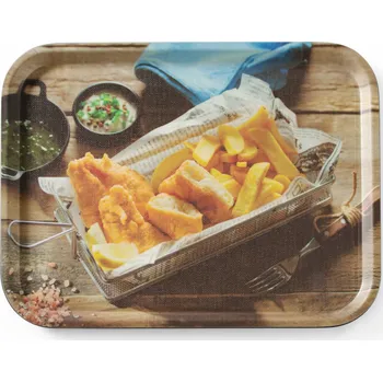 Servírovací tác s protiskluzovým povrchem, motiv hranolky, 43x33 cm