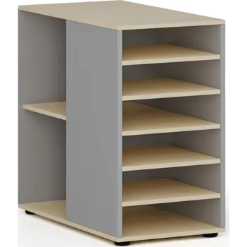 Policová skříň Přístavná policová skříňka k pracovnímu stolu PRIMO GRAY, levá, šedá/bříza