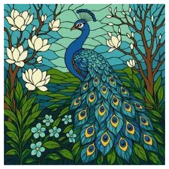 Set školních potřeb Malowanie po numerach - Witraż. Paw 30x30cm (pl, 2000, Ideyka)