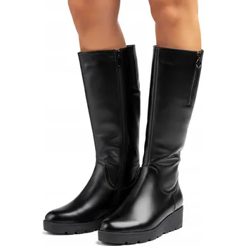 Dámské kozačky Dámské kozačky ZATEPLENÉ vlnou POHODLNÉ lehké na klínku ZIP Wojtyłko 36