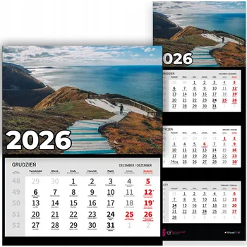 Kalendář Trojdílný kalendář 2026 Stolní nástěnný závěsný Příroda Moře Vzory