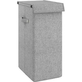 Koš na prádlo z umělého lnu, skládací, šedý, 26x34,5x59,5 cm