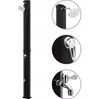 Zahradní sprcha Solární zahradní sprcha s kohoutkem, černá, 14,8x18x217 cm, 35 l