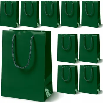 Nákupní taška LAMINÁTOVÉ PAPÍROVÉ TAŠKY 17x7x21cm ZELENÉ DÁRKOVÉ NÁKUPNÍ TAŠKY