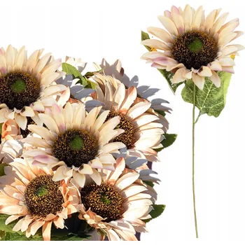 umělá květina UMĚLÁ SLUNEČNICE KRÉMOVÁ 1 Ks. UMĚLÉ KVĚTY DEKORACE KYTICE DO VÁZY 38 Cm