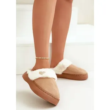 Dámské pantofle Dámské pantofle s kožešinou a srdíčkem Boto bílá | krémová 3496400