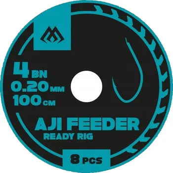 Rybářský háček Háčky zemní, splávkové, s návazcem, s otřepem Mikado AJI FEEDER 8 ks